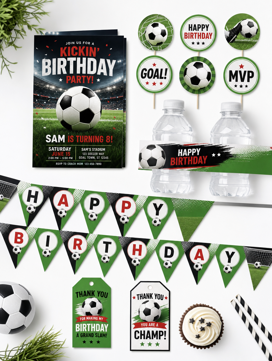 Kit Imprimible Cumpleaños Fútbol Personalizado