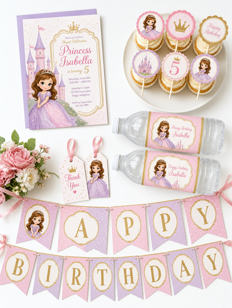 Kit Imprimible Cumpleaños Princesa Personalizado
