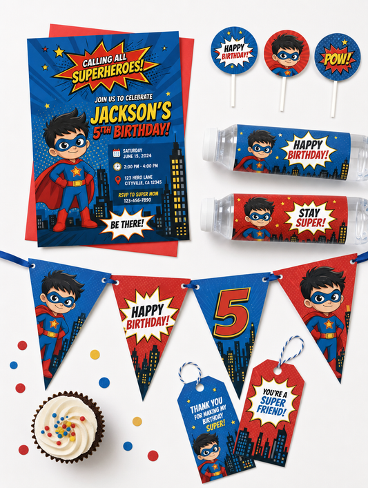 Kit Imprimible Cumpleaños Superhéroes Personalizado